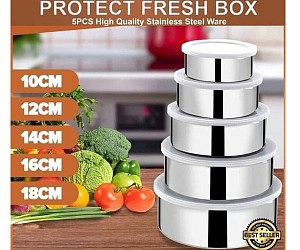 Σετ Δοχεία ΙΝΟΧ Αποθήκευσης Φαγητού 5τμχ