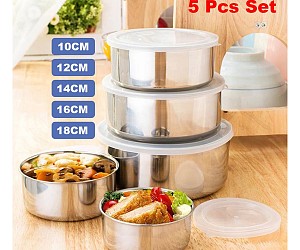 Σετ Δοχεία ΙΝΟΧ Αποθήκευσης Φαγητού 5τμχ