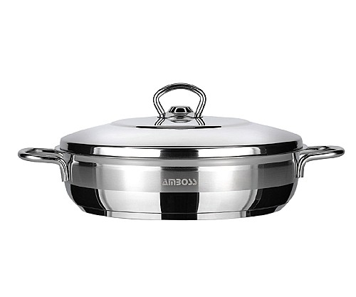 Κατσαρόλα ρηχή ΙΝΟΧ 26cm AMBOSS με inox καπάκι
