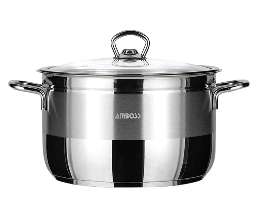Κατσαρόλα ΙΝΟΧ 28cm AMBOSS με γυάλινο καπάκι