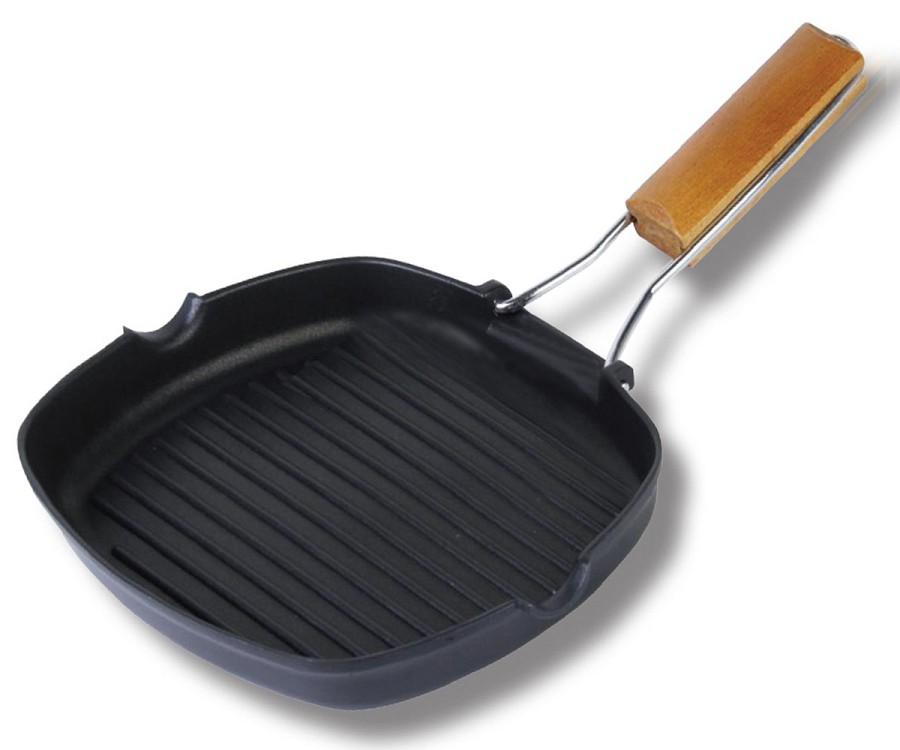 Γκριλιέρα 28x28cm με ξύλινο χερούλι