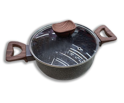 Κατσαρόλα αντικολλητική πέτρας-γρανίτη 28cm OLINA WOOD