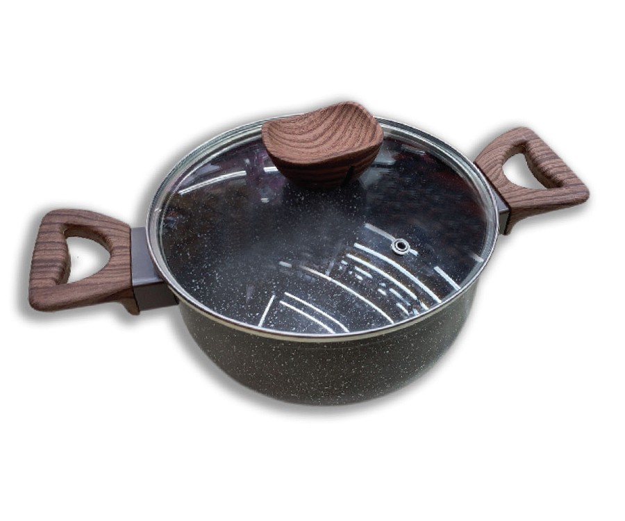 Κατσαρόλα αντικολλητική πέτρας-γρανίτη 28cm OLINA WOOD