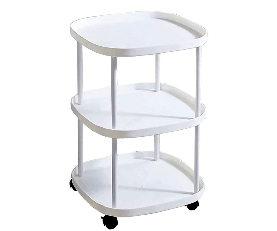 Tραπεζάκι με ροδάκια 3 επιπέδων  104-3white